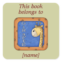 Giraffe This Book Belongs To Book Plate Sticker stickers