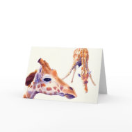Giraffe Watercolor Greeting and Note Card card