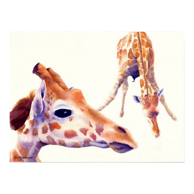 Giraffe Watercolor Painting Print and Poster by lillyarts
