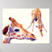 Giraffe Watercolor Painting Print and Poster print