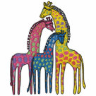 ladies_casual_longsleeve - Sweet design features pastel embroidered Giraffes. Delightfully unique.