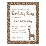 Giraffe Wild Birthday Party Invitation (brown)