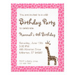 Giraffe Wild Birthday Party Invitation (pink)