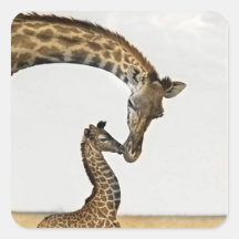 Giraffe with a Baby Sticker