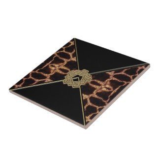 Giraffe with Gold Decor Collection Ceramic Tile