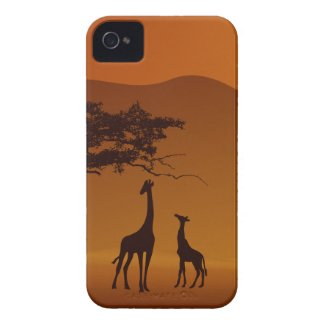giraffe with her baby safari style case-mate iphone 4 case