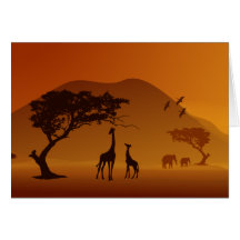 giraffe with her baby safari style family love greeting card
