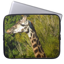 Giraffe with Tongue Sticking Out Curled Up Computer Sleeves