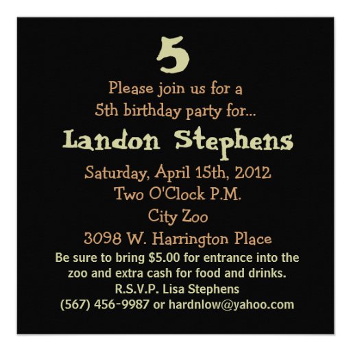 Giraffe Zebra Safari Zoo Birthday Party Invitation