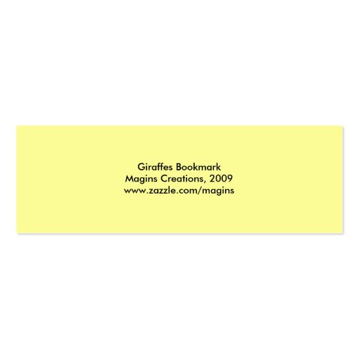 Giraffes Bookmark Business Card Templates (back side)