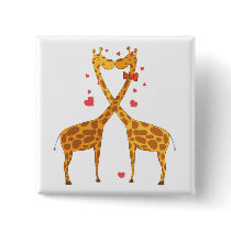 Giraffes in Love Pinback Button
