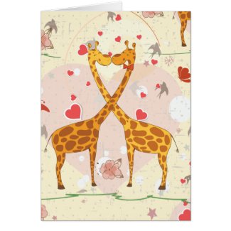 Giraffes in Love Cards