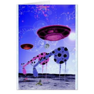 Giraffes on the Moon card