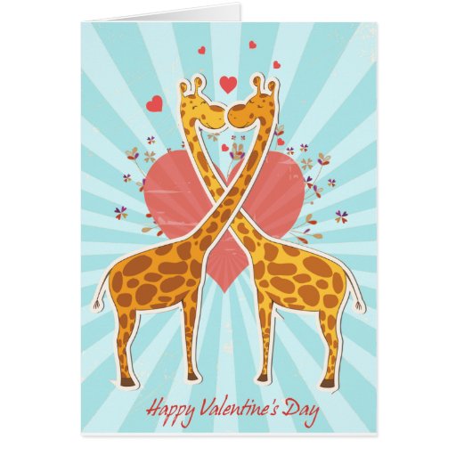 Giraffes Valentines Day Card 