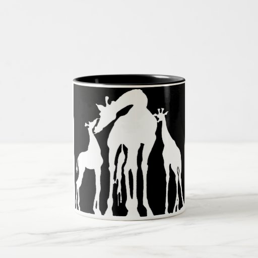 Giraffes, White on Black Background Coffee Mug