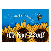 girasol del rastro de la abeja - 22 años tarjeton