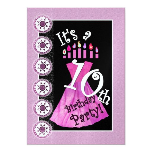 girl 10th birthday party invitation pink candles zazzle party invites for girls