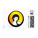 Girl 1 in circle postage stamps
