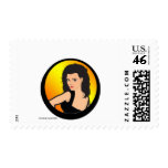 Girl 2 in circle postage stamp