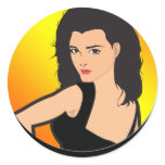 Girl 2 in circle round sticker