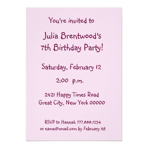 Girl 7th Birthday Party PINK Dress Template W1171 Custom Invitation