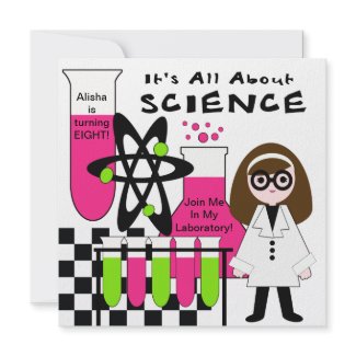 Girl All About Science Birthday Party Invitation invitation