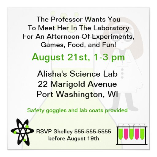 Girl All About Science Birthday Party Invitation