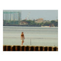 Girl along the jetty Art Print