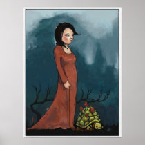 Girl and a turtle print