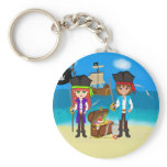 Girl and Boy Pirates with Treasure Keychain