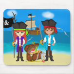 Girl and Boy Pirates with Treasure Mousepad