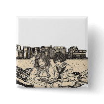 Girl and Boy Reading Buttons