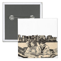Girl and Boy Reading Buttons