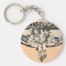 Girl and Boy Reading Keychain