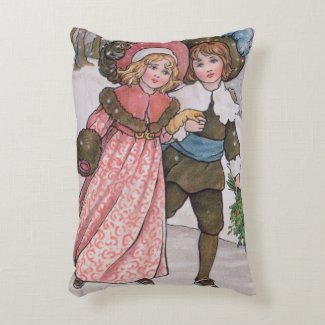Girl and Boy Skating Accent Pillow