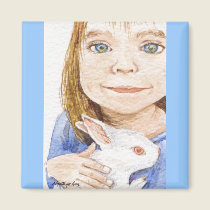 Girl And Bunny Magnet