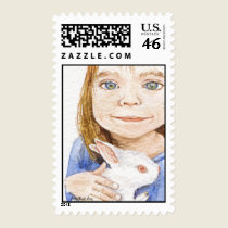 Girl and Bunny Stamp