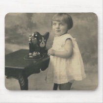 girl and dog phone mousepad