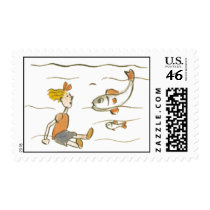 Girl and Fish Stamps