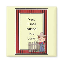 Girl and Hayfork - Farmyard Barnyard Friend - Kids Refrigerator Magnet