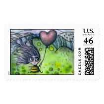 Girl and Heart postage by biliana Girl and Heart postage