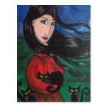 Girl and Her Black Cats Post Cards