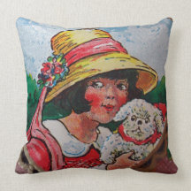 Girl and Her Dog Pillow