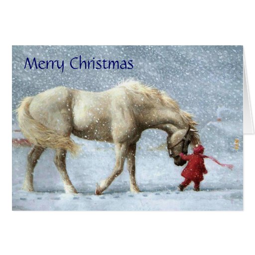 girl and horse christmas card zazzle postage for christmas card