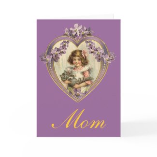 Girl And Kitten Heart card
