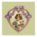 Girl And Kitten Heart posters