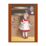 Girl and Pumpkin Pies Vintage Thanksgiving Postcards