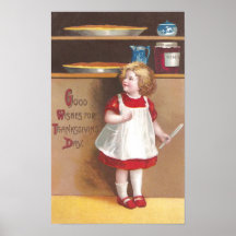Girl and Pumpkin Pies Vintage Thanksgiving Posters