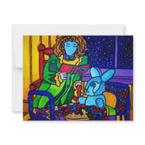 Girl and Rabbit by Piliero invitations