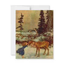 Girl and Reindeer invitations by Cardgallery Girl and Reindeer invitations
